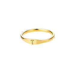 HIJONES Damen Edelstahl Ring mit Buchstaben Siegelring Alphabet Initialenring Stapelbares Einfaches Statement Ehering Gold T Größe 54 von HIJONES