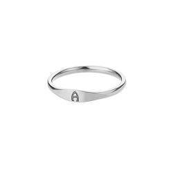 HIJONES Damen Edelstahl Ring mit Buchstaben Siegelring Alphabet Initialenring Stapelbares Einfaches Statement Ehering Silber A Größe 54 von HIJONES