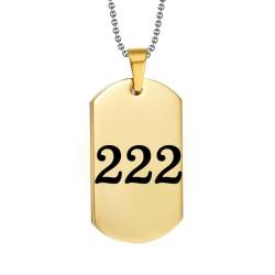 HIJONES Damen Herren Engel Zahl Aussage Halskette 222 Edelstahl Dog Tag Numbers Anhänger Kette Schmuck Gold von HIJONES