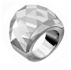 HIJONES Damen Herren Vintage Großer Kristall Ring aus Edelstahl mit Zirkonia Königlicher Hof Stil Weiß Größe 54 von HIJONES