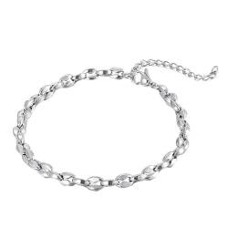 HIJONES Edelstahl Kaffeebohnen Kette Halskette Armband für Herren Damen Chunky Hip Hop Schmuck Silber 5mm 20cm von HIJONES