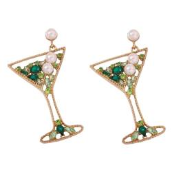 HIJONES Frauen Champagner Weinglas Ohrringe aus Perlen Perlen Tropfen Nette Hübsche Ohrringe Für Frau Grün von HIJONES