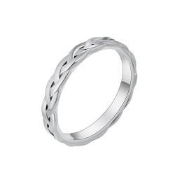 HIJONES Frauen Einfacher Gewebter Mesh-Ehering aus Rostfreier Stahl 4Mm Leichter Luxus-Schmuck Silber Größe 50 (15.9) von HIJONES