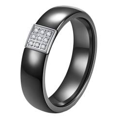 HIJONES Frauen Klassischer Ring Mit Cubic-Zirkonia-Inlay aus Keramik Verlobungsring Schwarz Größe 62 (19.7) von HIJONES