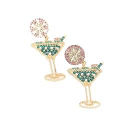 HIJONES Frauen Kreative Champagner-Ohrringe aus Weinglas aus Perlen Perlen Tropfen Charmante Cocktail Hübsche Ohrringe Für Frauen Grün von HIJONES