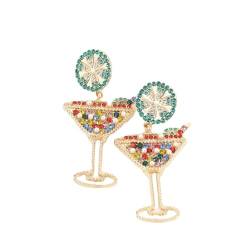 HIJONES Frauen Kreative Champagner-Ohrringe aus Weinglas aus Perlen Perlen Tropfen Charmante Cocktail Hübsche Ohrringe Für Frauen Regenbogen von HIJONES