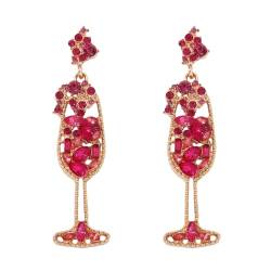HIJONES Frauen Vintage Champagner Weinglas Ohrringe aus Perlen Perlen Tropfen Charmante Cocktail Hübsche Ohrringe Für Frau Rosenrot von HIJONES