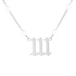 HIJONES Für Frauen Einfache Frische Perlen-Engel-Anhänger-Halskette aus Rostfreier Stahl Zierliche Choker-Kette Silber 111 von HIJONES