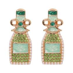 HIJONES Für Frauen Kreative Champagner-Weinflaschen-Ohrringe aus Perlen Perlen Tropfen Charmante Cocktail Hübsche Ohrringe Für Frauen Grün von HIJONES
