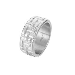 HIJONES Herren 10mm Unregelmäßiger Rechteck Ring Edelstahl Vintage Band Ringe Schmuck Silber Größe 68 (21.6) von HIJONES