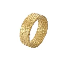 HIJONES Herren 8mm Unregelmäßiger Rhombus Ring Edelstahl Vintage Band Ringe Schmuck Gold Größe 60 (19.1) von HIJONES