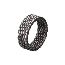 HIJONES Herren 8mm Unregelmäßiger Rhombus Ring Edelstahl Vintage Band Ringe Schmuck Schwarz Größe 62 (19.7) von HIJONES