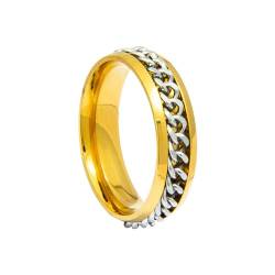 HIJONES Herren Damen 6mm Drehbare Kette Ring Edelstahl Multicolor Aussage Ring Band Fingerschmuck Gold Silber Größe 54 (17.2) von HIJONES