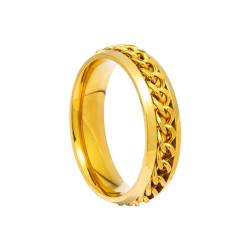 HIJONES Herren Damen 6mm Drehbare Kette Ring Edelstahl Multicolor Aussage Ring Band Fingerschmuck Gold65 (20.7) von HIJONES