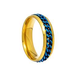 HIJONES Herren Damen 6mm Drehbare Kette Ring Edelstahl Multicolor Aussage Ring Band Fingerschmuck Goldblau54 (17.2) von HIJONES