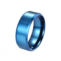 HIJONES Herren Damen Edelstahl Blau Gebürsteter Ring 8mm Breit Klassisch Einfach Schlicht Ehering Matt Finish Größe 72 von HIJONES