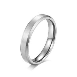 HIJONES Herren Damen Edelstahl Matt Gebürsteter Ring Klassisch Schlicht Schlicht Ehering Comfort Fit 4mm Silber Größe 65 von HIJONES