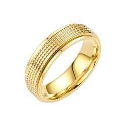 HIJONES Herren Damen Einfache Edelstahl Ringe Vintage Paar Bandschmuck 6Mm Gold Größe 57 (18.1) von HIJONES