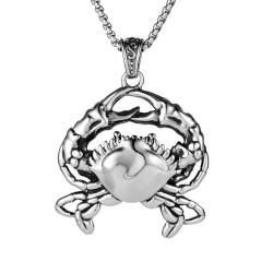 HIJONES Herren Damen Natürliche Tier Krabben Anhänger Halskette Edelstahl Link Collarbone Ketten Schmuck Silber von HIJONES