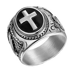 HIJONES Herren Damen Religiös Hand Gottes Kreuz Gebet Ring Silber aus Edelstahl Gotisch Schmuck Größe 72 von HIJONES