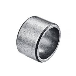 HIJONES Herren Edelstahl 15mm breit schlicht Statement Ehering großer Ring matt gebürstet Hip Hop Antik Silber Größe 65 von HIJONES