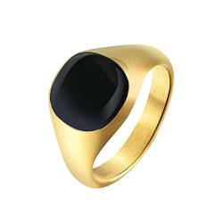 HIJONES Herren Mode Classic Signet Uni Ring aus Edelstahl Eheringe Kleines Gold Größe 62 (19.7) von HIJONES