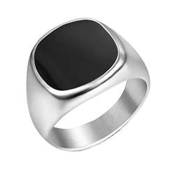 HIJONES Herren Mode Klassisch Signet Einfach Hochzeit Ring aus Edelstahl Silber Größe 68 von HIJONES