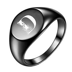 HIJONES Herren Schwarzer Alphabet Ring aus Edelstahl Ehering Ring Jahrestag Geburtstag Schmuck Geschenk Buchstabe D Größe 54 (17.2) von HIJONES