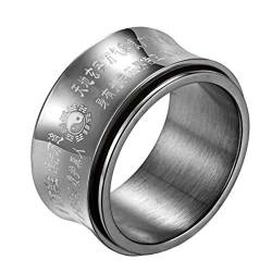 HIJONES Herren Tai Chi Mantra Spinner Ring Aus Edelstahl Gold 12mm Breit Schwarz Größe 68 von HIJONES