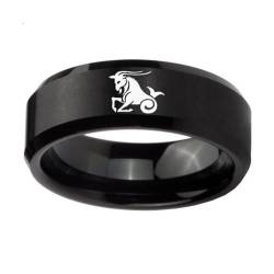 HIJONES Männer Frauen'S Einfacher 12 Himmelszeichen Sternbild Mattierter Ring Mit Abgeschrägter Kante aus Rostfreier Stahl Geschenke Zum Geburtstag Steinbock Größe 57 (18.1) von HIJONES