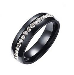 HIJONES Schmuck Damen Edelstahl Einreihig Diamant Ring Größe 60 (19.1) (Schwarz) von HIJONES