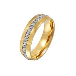 HIJONES Schmuck Damen Edelstahl Einreihig Diamant Ring Größe 68 (21.6) (Gold) von HIJONES