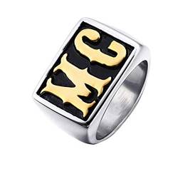 HIJONES Schmuck Herren Edelstahl Biker Ringe MC Jahrgang Silber Gold Größe 62 (19.7) von HIJONES