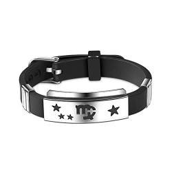 HIJONES Sternzeichen Horoskop Armband für Männer Frauen Edelstahl Silikon 12 Sternzeichen Armband Armreifen Schwarz Jungfrau von HIJONES