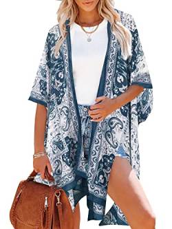 HIKARO Damen-Bikini, Blumenmuster, Kimono-Strickjacke, Pareos Bademode Cover Up von HIKARO