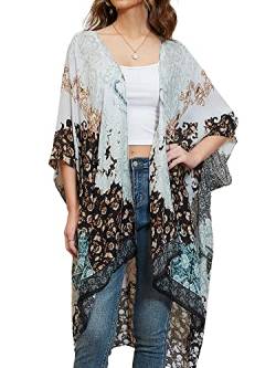 HIKARO Damen-Bikini, Blumenmuster, Kimono-Strickjacke, Pareos Bademode Cover Up von HIKARO