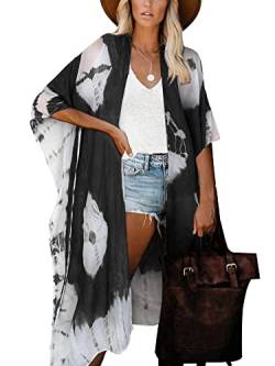 HIKARO Damen Kimono-Cardigan Pareo mit Blumenmuster, Boho-Bikini-Badebekleidung von HIKARO