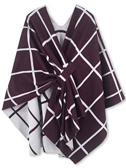 HIKARO Damen Poncho Strick Cape Mode Wendbar Schal Umhang Elegant Cardigan Kreativer Mantel Herbst Festliche Geschenke für Mädchen von HIKARO