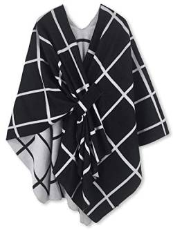 HIKARO Damen Poncho Strick Cape Mode Wendbar Schal Umhang Elegant Cardigan Kreativer Mantel Herbst Festliche Geschenke für Mädchen von HIKARO