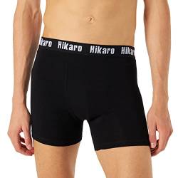 HIKARO Herren Men's Cotton Boxers Boxershorts, Mehrfarbig (Schwarz/Grau/Schwarz/Weiß), 34 (10er Pack) von HIKARO