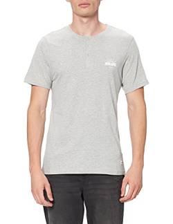 HIKARO Herren T-Shirt mit Logo und Knopfleiste, Grau (Grey Marl), XL, Label:XL von HIKARO