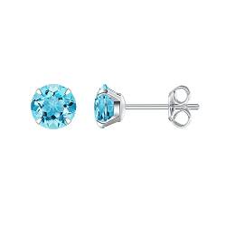 HIKARO Hypoallergene Titan-Ohrringe für empfindliche Ohren Birthstone Kristall Zirkonia Ohrstecker, Implantat Qualität durchbohrt Beiträge (5mm, Aquamarine) von HIKARO