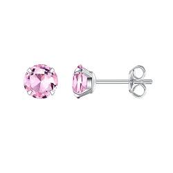 HIKARO Hypoallergene Titan-Ohrringe für empfindliche Ohren Birthstone Kristall Zirkonia Ohrstecker, Implantat Qualität durchbohrt Beiträge (5mm, Pink CZ) von HIKARO