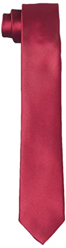 Hikaro Herren Krawatte handgefertigt im Seidenlook 6 cm schmal - Bordeauxrot von HIKARO