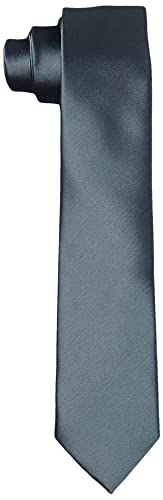 Hikaro Herren Krawatte handgefertigt im Seidenlook 6 cm schmal - Dunkelgrau von HIKARO
