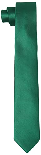 Hikaro Herren Krawatte handgefertigt im Seidenlook 6 cm schmal - Dunkelgrün von HIKARO