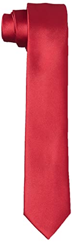 Hikaro Herren Krawatte handgefertigt im Seidenlook 6 cm schmal - Dunkelrot von HIKARO