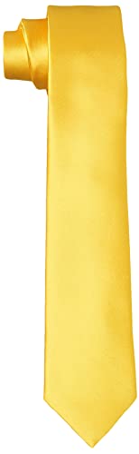 Hikaro Herren Krawatte handgefertigt im Seidenlook 6 cm schmal - Ocker-gelb von HIKARO