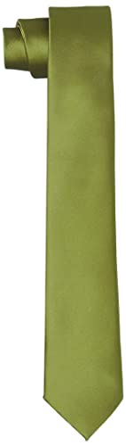 Hikaro Herren Krawatte handgefertigt im Seidenlook 6 cm schmal - Olivgrün von HIKARO