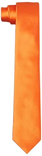 Hikaro Herren Krawatte handgefertigt im Seidenlook 6 cm schmal - Orange von HIKARO